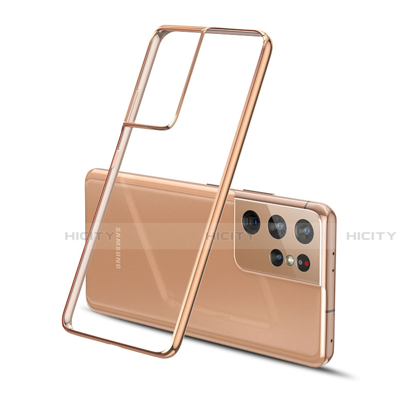 Silikon Schutzhülle Ultra Dünn Flexible Tasche Durchsichtig Transparent H01 für Samsung Galaxy S21 Ultra 5G Gold Plus