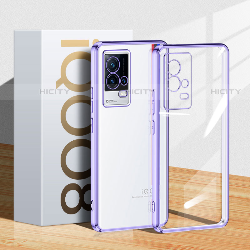 Silikon Schutzhülle Ultra Dünn Flexible Tasche Durchsichtig Transparent H01 für Vivo iQOO 8 Pro 5G Violett