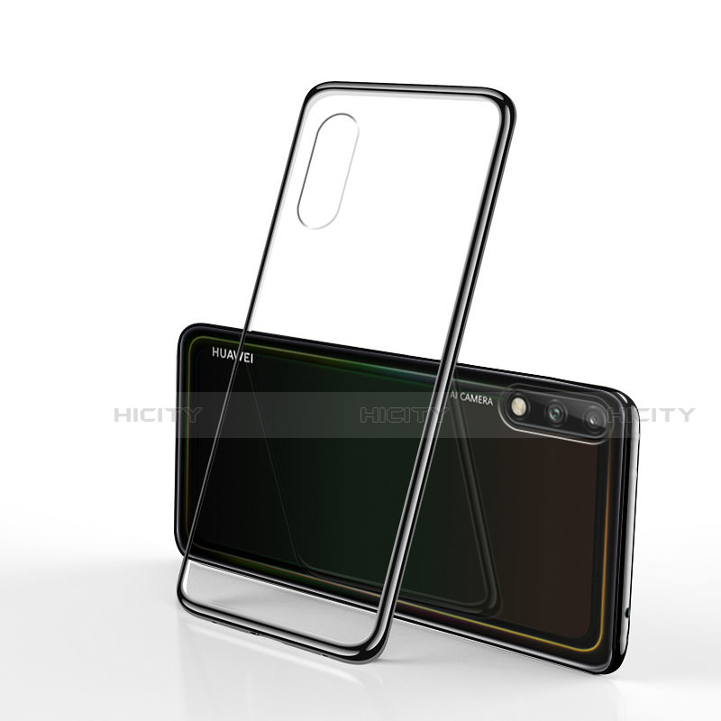 Silikon Schutzhülle Ultra Dünn Flexible Tasche Durchsichtig Transparent H02 für Huawei Enjoy 10 Schwarz