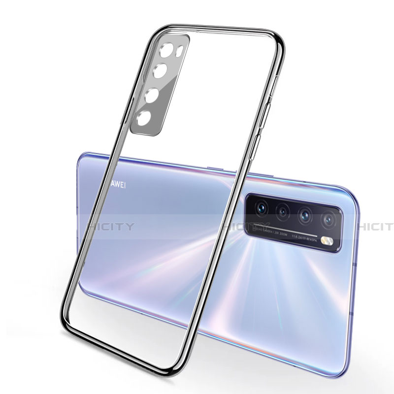 Silikon Schutzhülle Ultra Dünn Flexible Tasche Durchsichtig Transparent H02 für Huawei Nova 7 5G Silber Plus