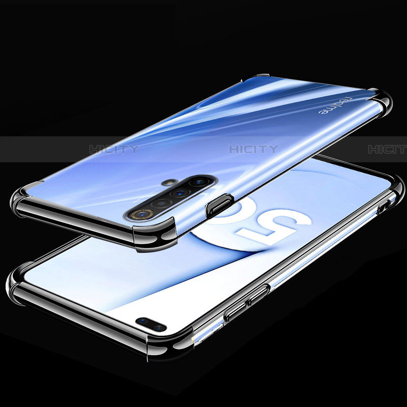 Silikon Schutzhülle Ultra Dünn Flexible Tasche Durchsichtig Transparent H02 für Realme X50m 5G Schwarz