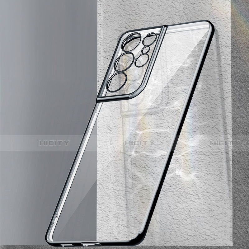 Silikon Schutzhülle Ultra Dünn Flexible Tasche Durchsichtig Transparent H02 für Samsung Galaxy S21 Ultra 5G groß