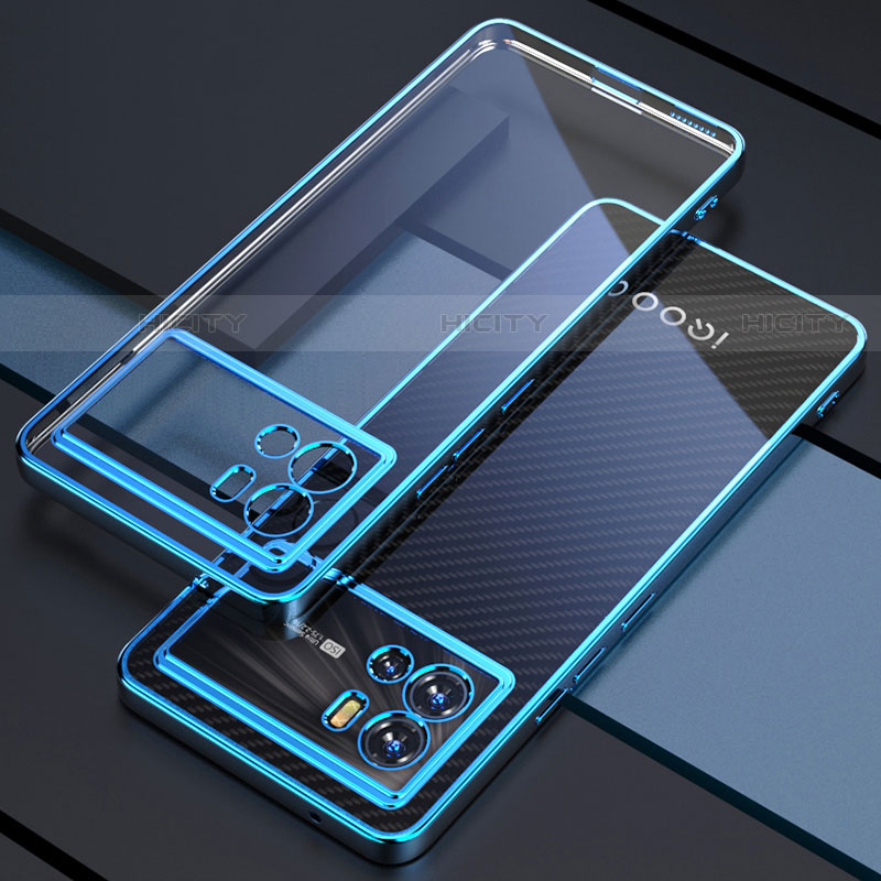 Silikon Schutzhülle Ultra Dünn Flexible Tasche Durchsichtig Transparent H02 für Vivo iQOO 9 5G Blau