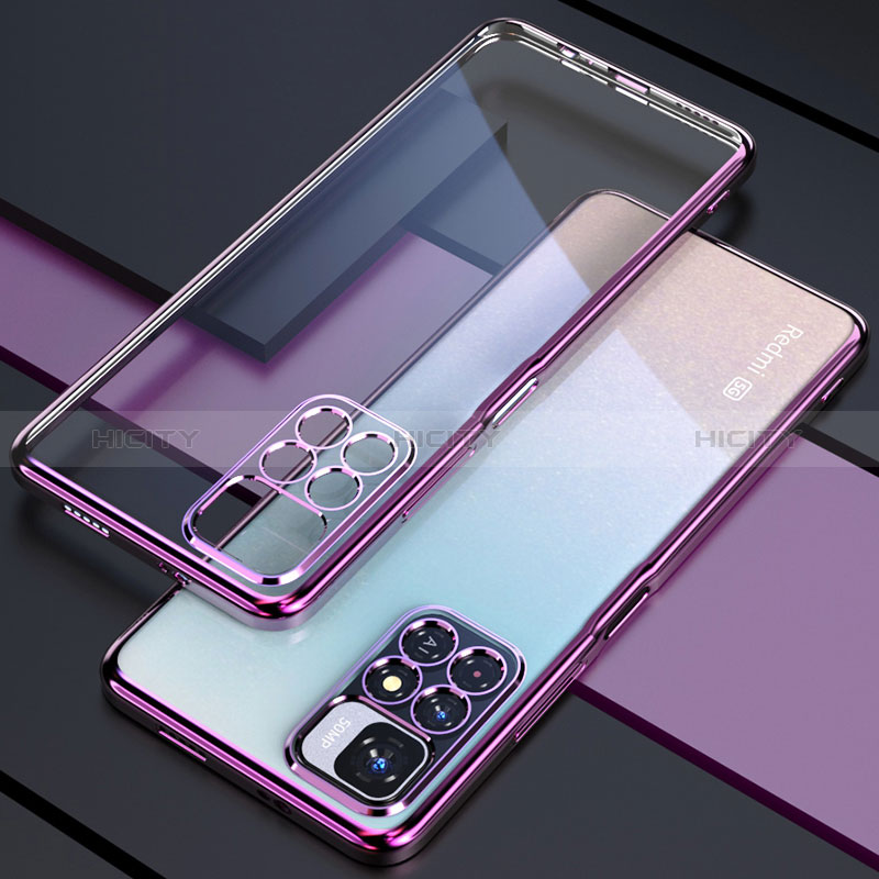 Silikon Schutzhülle Ultra Dünn Flexible Tasche Durchsichtig Transparent H02 für Xiaomi Poco X4 NFC Violett