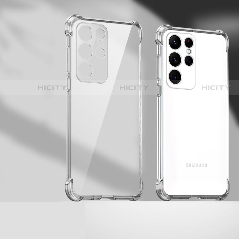 Silikon Schutzhülle Ultra Dünn Flexible Tasche Durchsichtig Transparent H04 für Samsung Galaxy S21 Ultra 5G groß