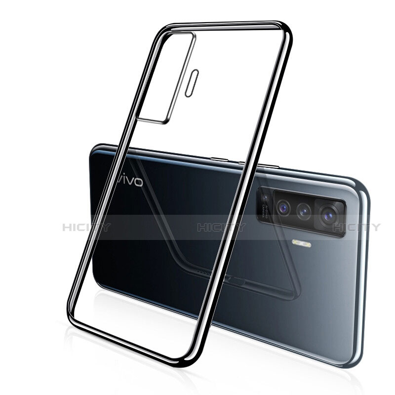 Silikon Schutzhülle Ultra Dünn Flexible Tasche Durchsichtig Transparent H04 für Vivo X50 5G Schwarz