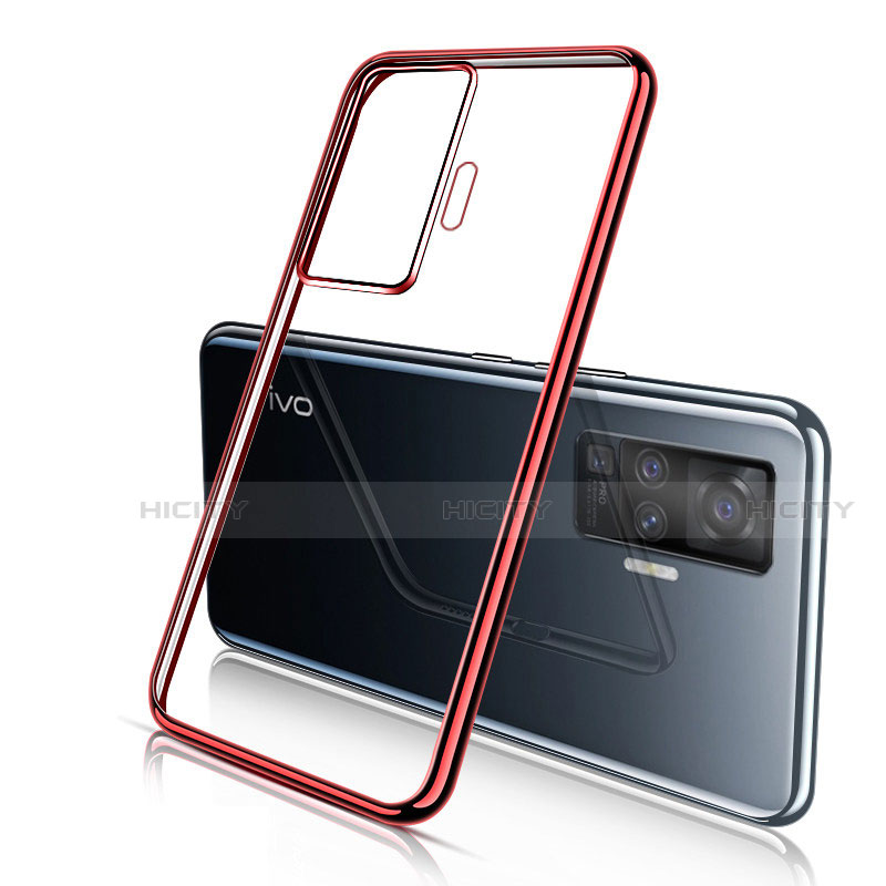 Silikon Schutzhülle Ultra Dünn Flexible Tasche Durchsichtig Transparent H04 für Vivo X50 Pro 5G Rot Plus