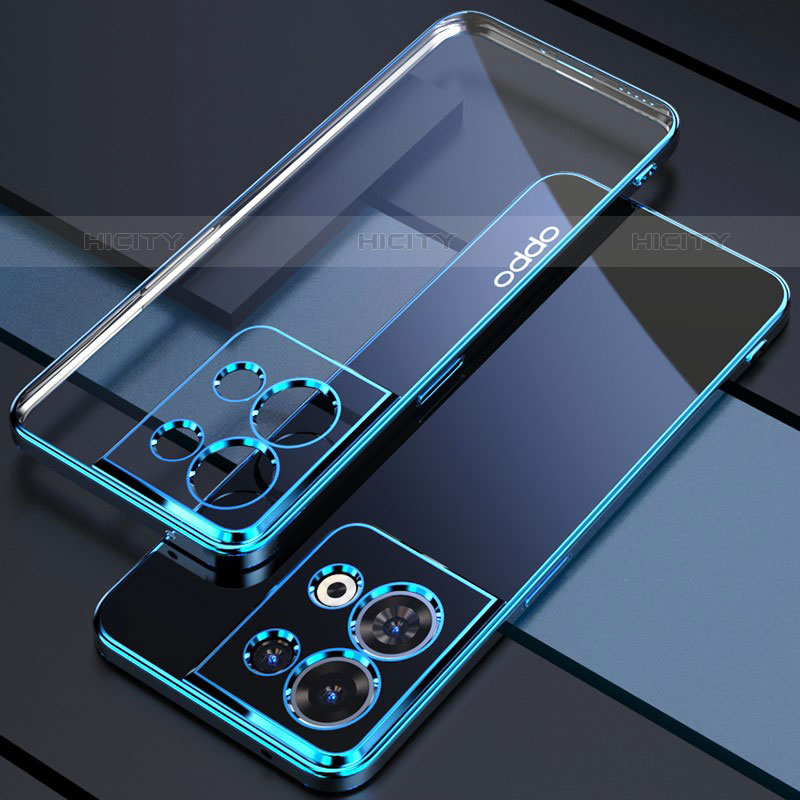 Silikon Schutzhülle Ultra Dünn Flexible Tasche Durchsichtig Transparent H05 für Oppo Reno8 Pro 5G Blau