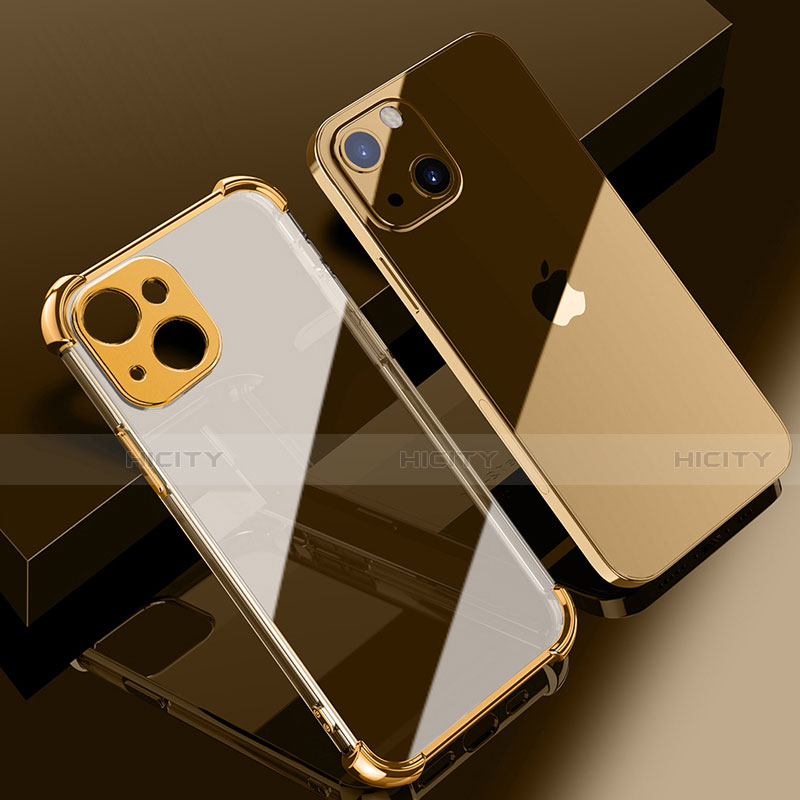 Silikon Schutzhülle Ultra Dünn Flexible Tasche Durchsichtig Transparent H06 für Apple iPhone 13 Mini Gold