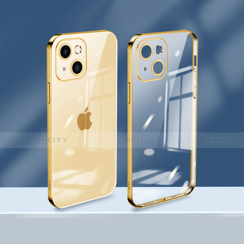 Silikon Schutzhülle Ultra Dünn Flexible Tasche Durchsichtig Transparent H08 für Apple iPhone 13 Mini Gold