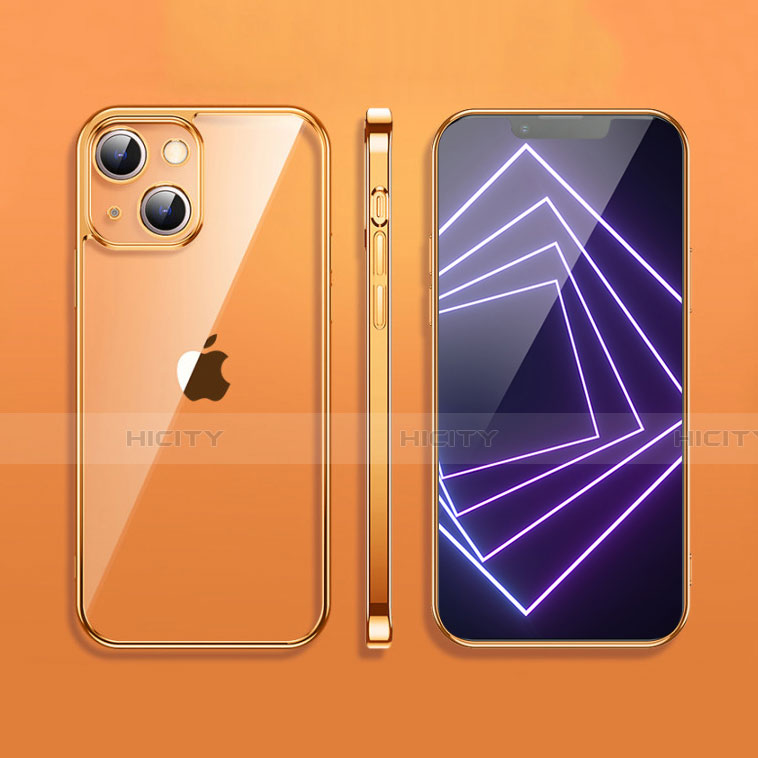Silikon Schutzhülle Ultra Dünn Flexible Tasche Durchsichtig Transparent H09 für Apple iPhone 14 Gold Plus