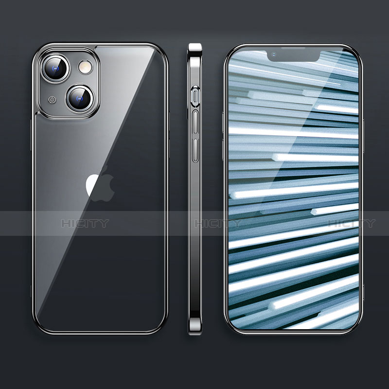 Silikon Schutzhülle Ultra Dünn Flexible Tasche Durchsichtig Transparent H09 für Apple iPhone 14 Schwarz Plus