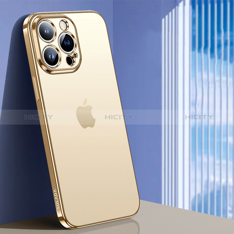 Silikon Schutzhülle Ultra Dünn Flexible Tasche Durchsichtig Transparent LD1 für Apple iPhone 15 Pro Gold Plus