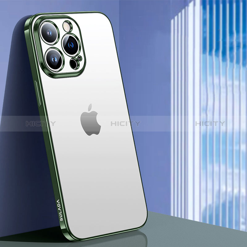 Silikon Schutzhülle Ultra Dünn Flexible Tasche Durchsichtig Transparent LD1 für Apple iPhone 15 Pro Grün Plus