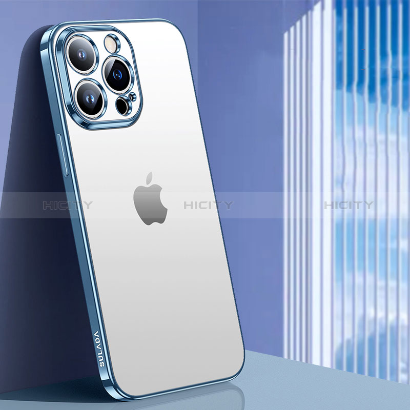 Silikon Schutzhülle Ultra Dünn Flexible Tasche Durchsichtig Transparent LD1 für Apple iPhone 15 Pro Hellblau Plus