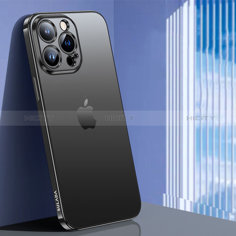 Silikon Schutzhülle Ultra Dünn Flexible Tasche Durchsichtig Transparent LD1 für Apple iPhone 15 Pro Schwarz Plus