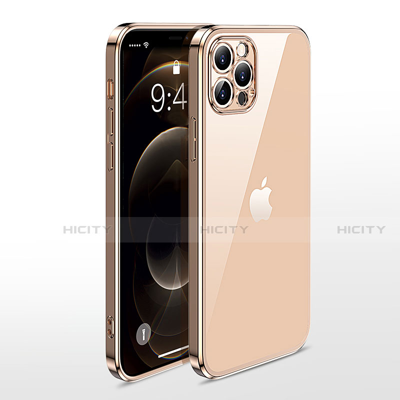 Silikon Schutzhülle Ultra Dünn Flexible Tasche Durchsichtig Transparent N01 für Apple iPhone 12 Pro Max Gold