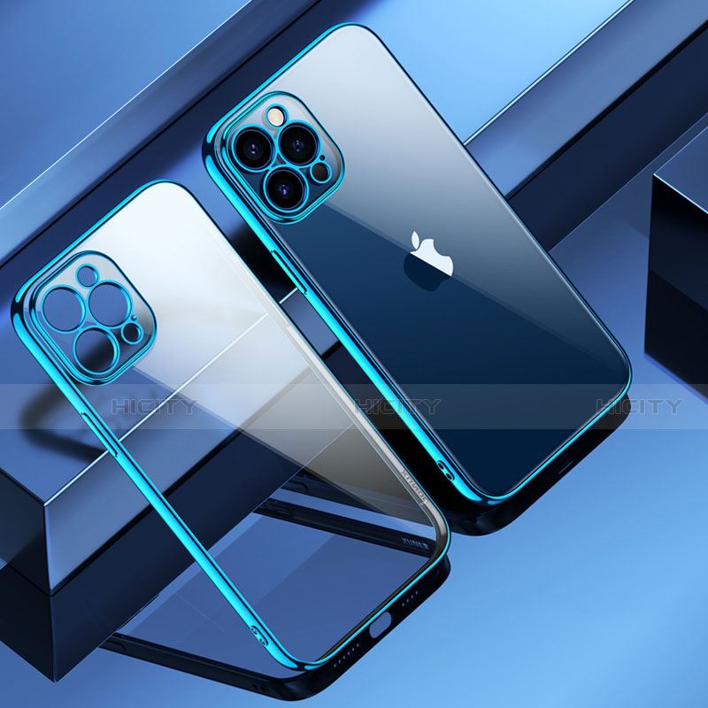 Silikon Schutzhülle Ultra Dünn Flexible Tasche Durchsichtig Transparent S01 für Apple iPhone 12 Pro Max Blau Plus