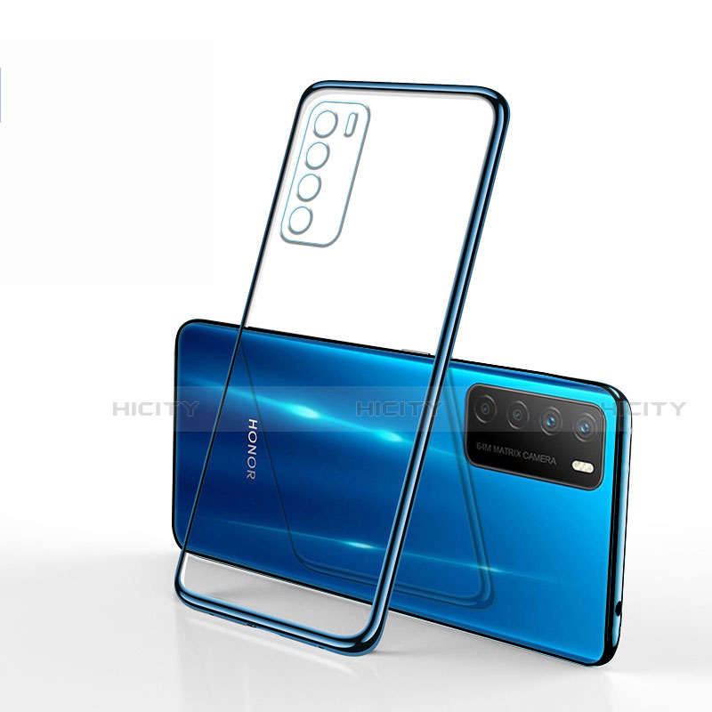 Silikon Schutzhülle Ultra Dünn Flexible Tasche Durchsichtig Transparent S01 für Huawei Honor Play4 5G Blau