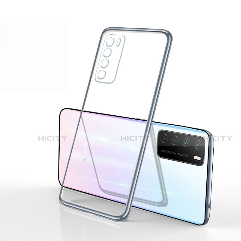 Silikon Schutzhülle Ultra Dünn Flexible Tasche Durchsichtig Transparent S01 für Huawei Honor Play4 5G Silber