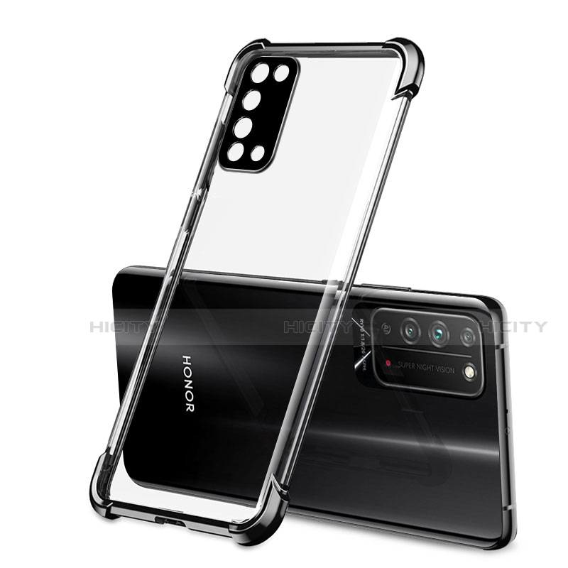 Silikon Schutzhülle Ultra Dünn Flexible Tasche Durchsichtig Transparent S01 für Huawei Honor X10 5G Schwarz Plus