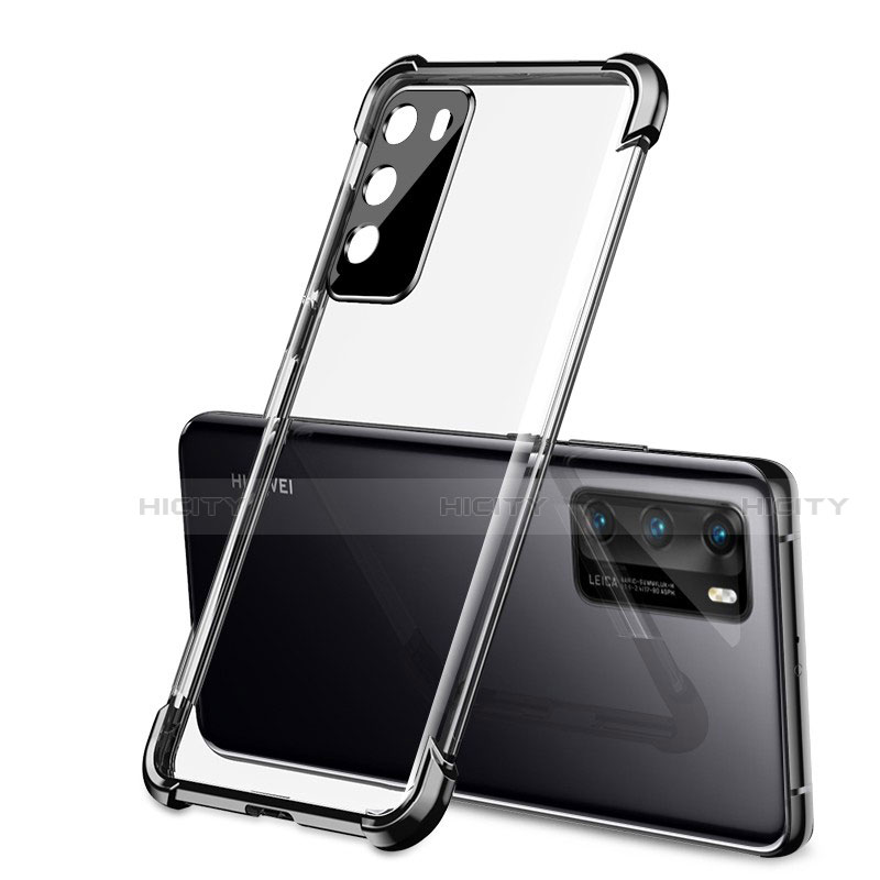 Silikon Schutzhülle Ultra Dünn Flexible Tasche Durchsichtig Transparent S01 für Huawei P40 Schwarz