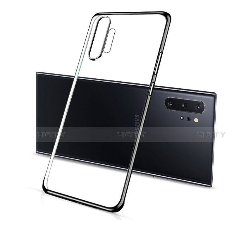 Silikon Schutzhülle Ultra Dünn Flexible Tasche Durchsichtig Transparent S01 für Samsung Galaxy Note 10 Plus 5G Schwarz Plus