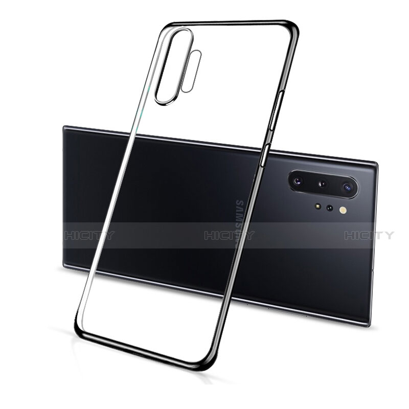 Silikon Schutzhülle Ultra Dünn Flexible Tasche Durchsichtig Transparent S01 für Samsung Galaxy Note 10 Plus Schwarz Plus