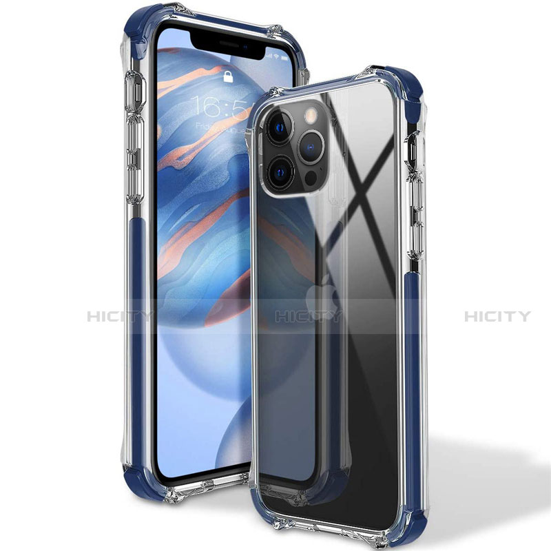 Silikon Schutzhülle Ultra Dünn Flexible Tasche Durchsichtig Transparent S02 für Apple iPhone 12 Pro Blau