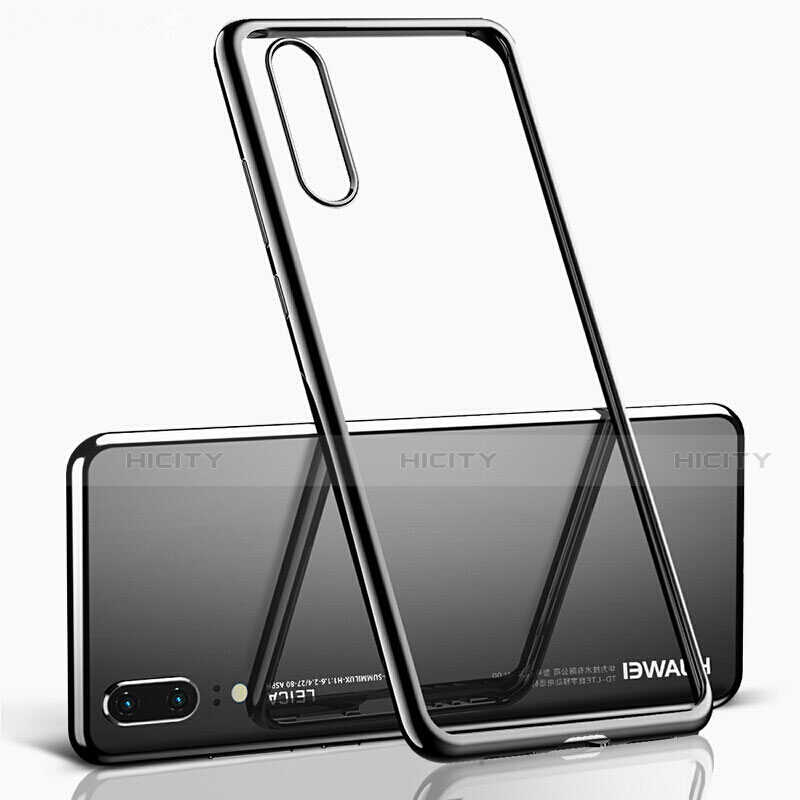 Silikon Schutzhülle Ultra Dünn Flexible Tasche Durchsichtig Transparent S02 für Huawei P20 Schwarz