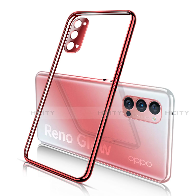 Silikon Schutzhülle Ultra Dünn Flexible Tasche Durchsichtig Transparent S02 für Oppo Reno4 Pro 5G Rot