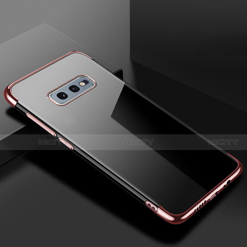 Silikon Schutzhülle Ultra Dünn Flexible Tasche Durchsichtig Transparent S02 für Samsung Galaxy S10e Rosegold