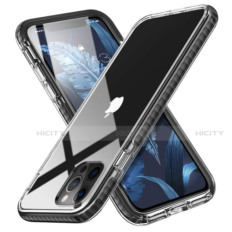 Silikon Schutzhülle Ultra Dünn Flexible Tasche Durchsichtig Transparent S03 für Apple iPhone 12 Pro Max Schwarz Plus