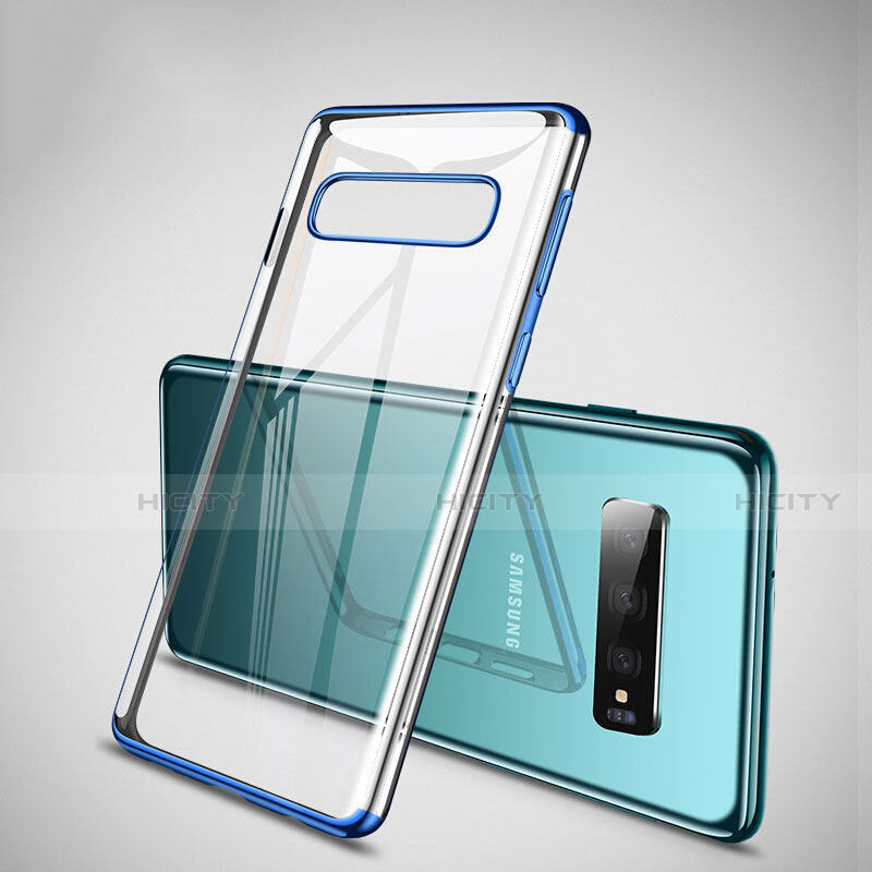 Silikon Schutzhülle Ultra Dünn Flexible Tasche Durchsichtig Transparent S04 für Samsung Galaxy S10 Plus Blau