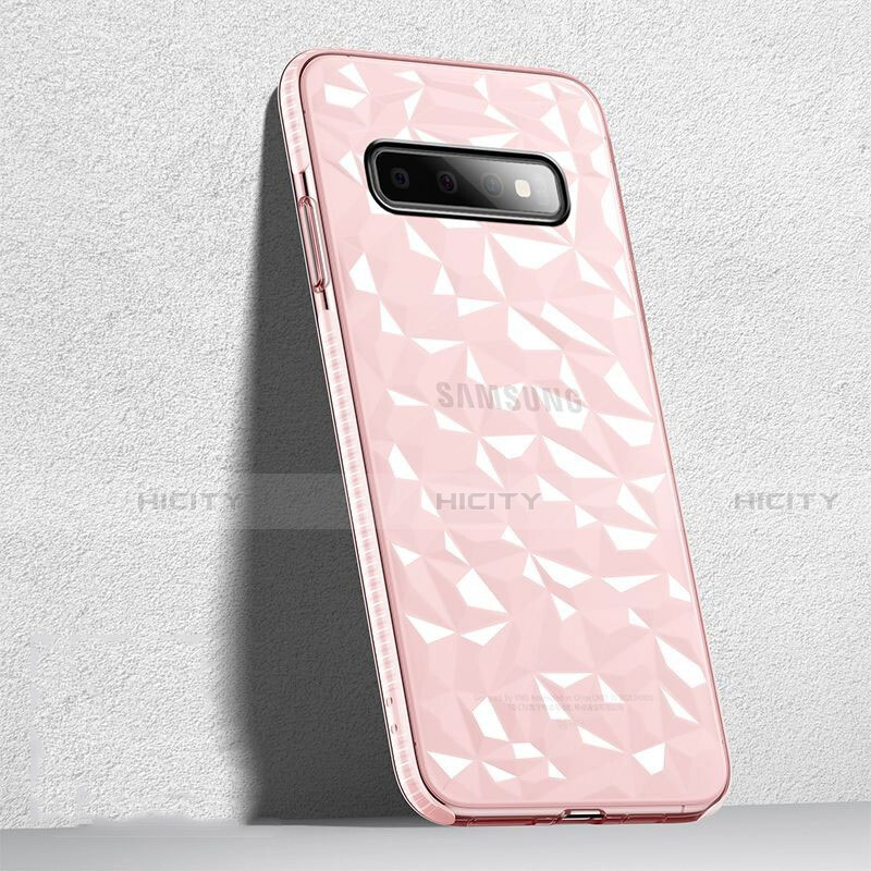 Silikon Schutzhülle Ultra Dünn Flexible Tasche Durchsichtig Transparent S04 für Samsung Galaxy S10 Rosa