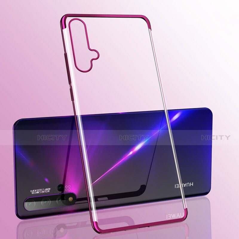 Silikon Schutzhülle Ultra Dünn Flexible Tasche Durchsichtig Transparent S05 für Huawei Nova 5 Violett Plus