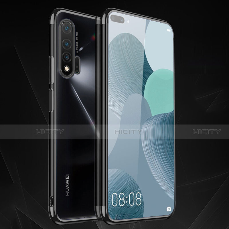 Silikon Schutzhülle Ultra Dünn Flexible Tasche Durchsichtig Transparent S05 für Huawei Nova 6 5G Schwarz Plus