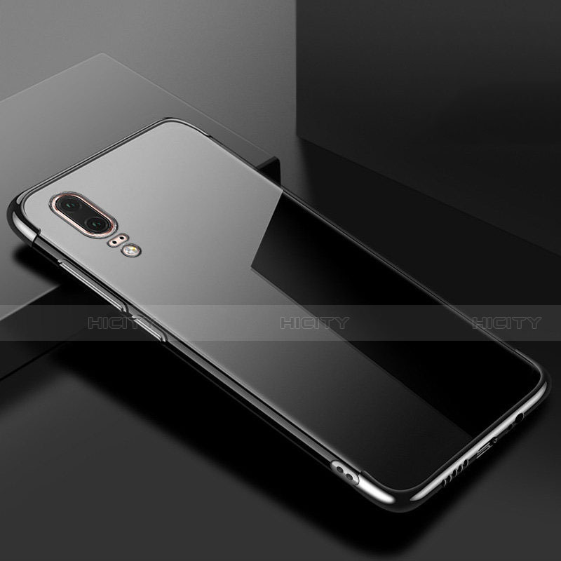Silikon Schutzhülle Ultra Dünn Flexible Tasche Durchsichtig Transparent S07 für Huawei P20 Schwarz Plus