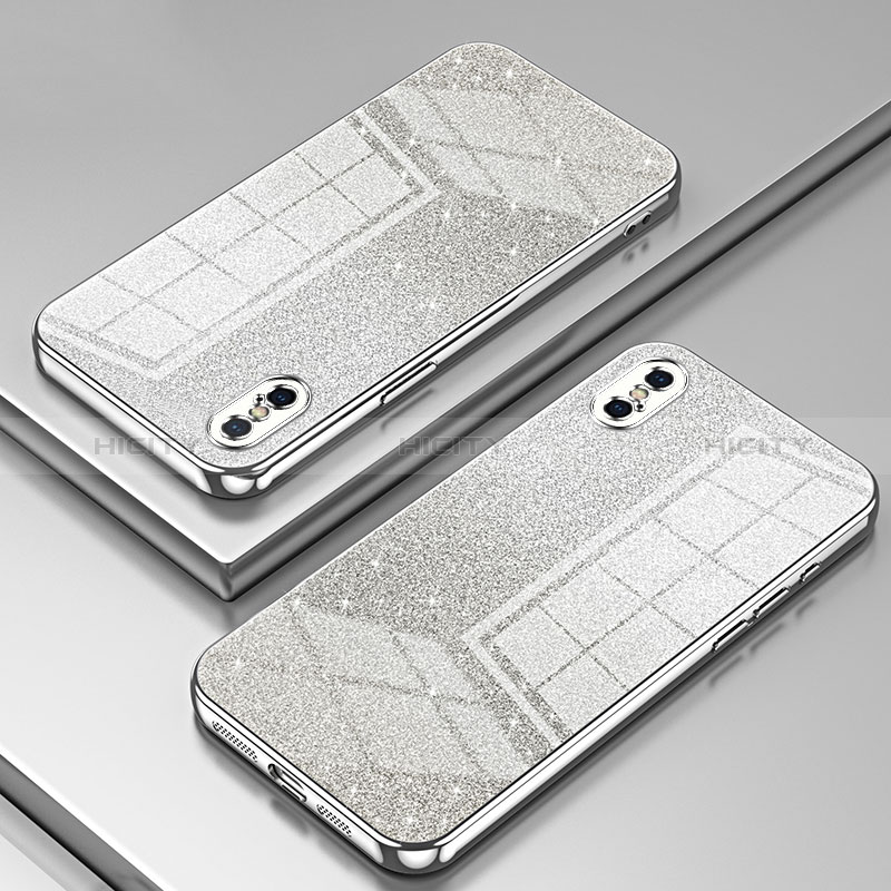 Silikon Schutzhülle Ultra Dünn Flexible Tasche Durchsichtig Transparent SY1 für Apple iPhone Xs Max Silber