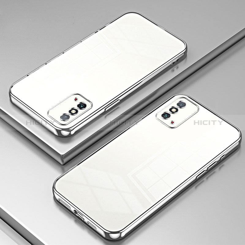 Silikon Schutzhülle Ultra Dünn Flexible Tasche Durchsichtig Transparent SY1 für Huawei Honor X10 Max 5G Silber