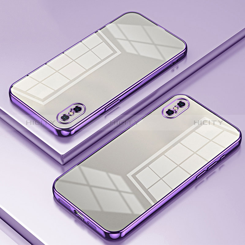 Silikon Schutzhülle Ultra Dünn Flexible Tasche Durchsichtig Transparent SY2 für Apple iPhone Xs Violett
