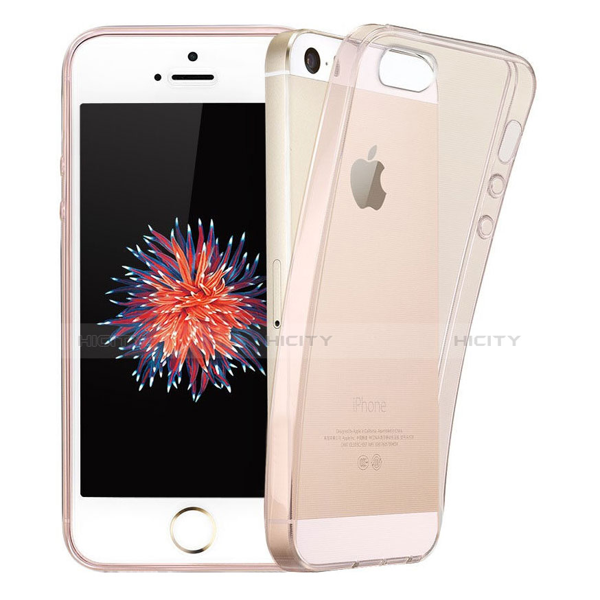Silikon Schutzhülle Ultra Dünn Handyhülle Hülle Durchsichtig Transparent für Apple iPhone 5S Rosa Plus