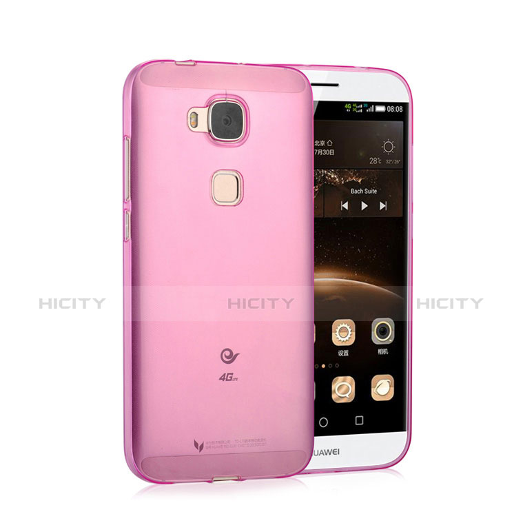 Silikon Schutzhülle Ultra Dünn Handyhülle Hülle Durchsichtig Transparent für Huawei G7 Plus Rosa