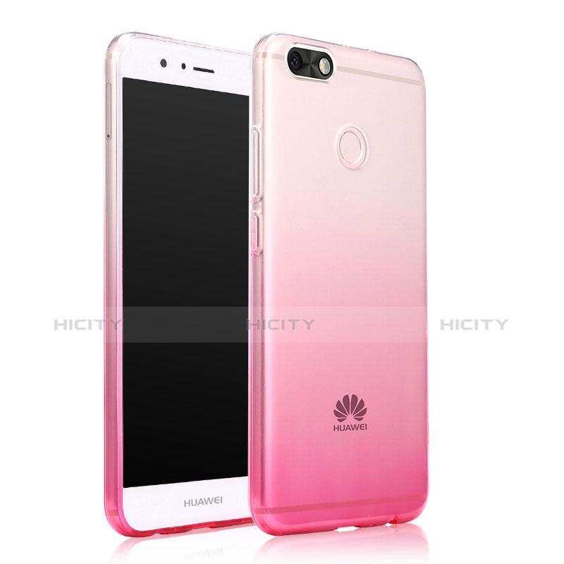 Silikon Schutzhülle Ultra Dünn Hülle Durchsichtig Farbverlauf für Huawei Enjoy 7 Rosa Plus