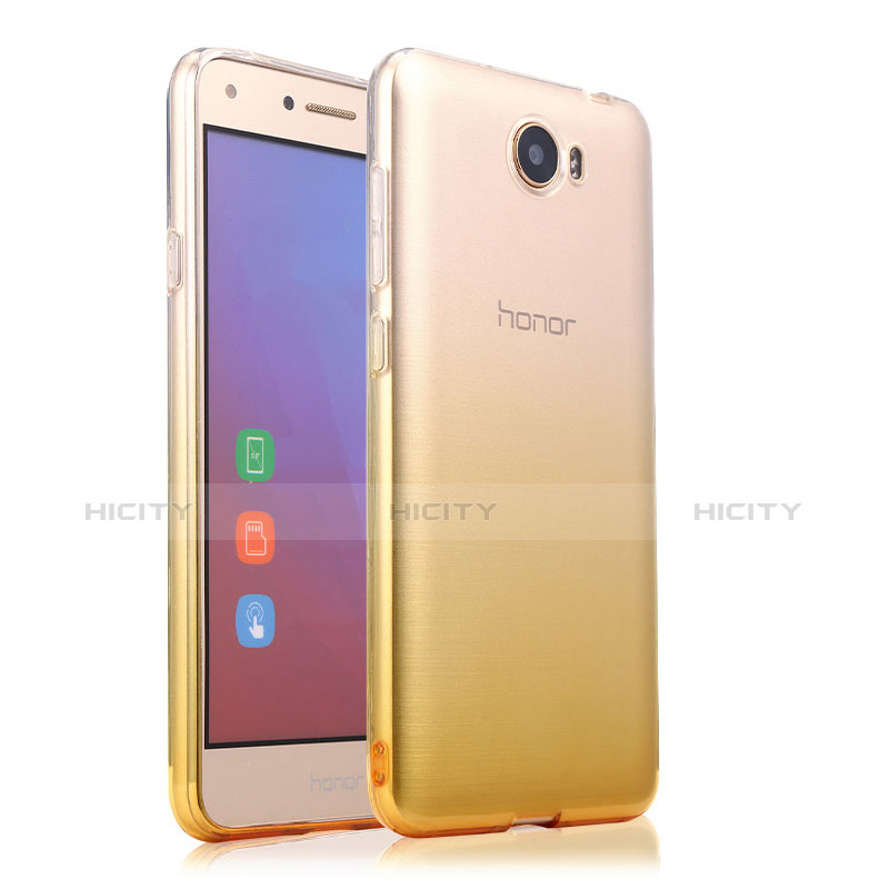 Silikon Schutzhülle Ultra Dünn Hülle Durchsichtig Farbverlauf für Huawei Honor Play 5 Gelb Plus