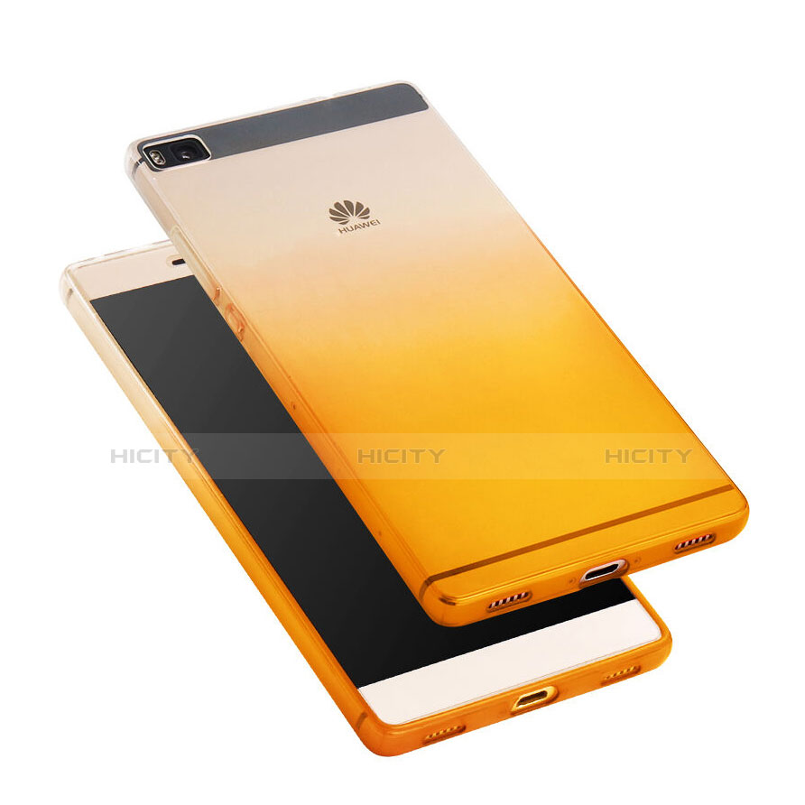 Silikon Schutzhülle Ultra Dünn Hülle Durchsichtig Farbverlauf für Huawei P8 Gelb