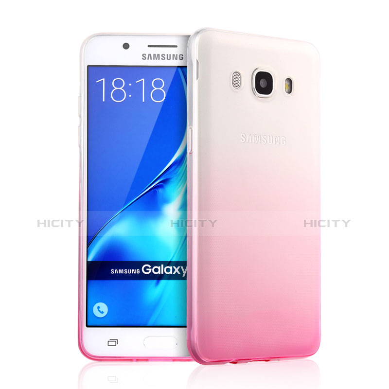 Silikon Schutzhülle Ultra Dünn Hülle Durchsichtig Farbverlauf für Samsung Galaxy J5 Duos (2016) Rosa Plus