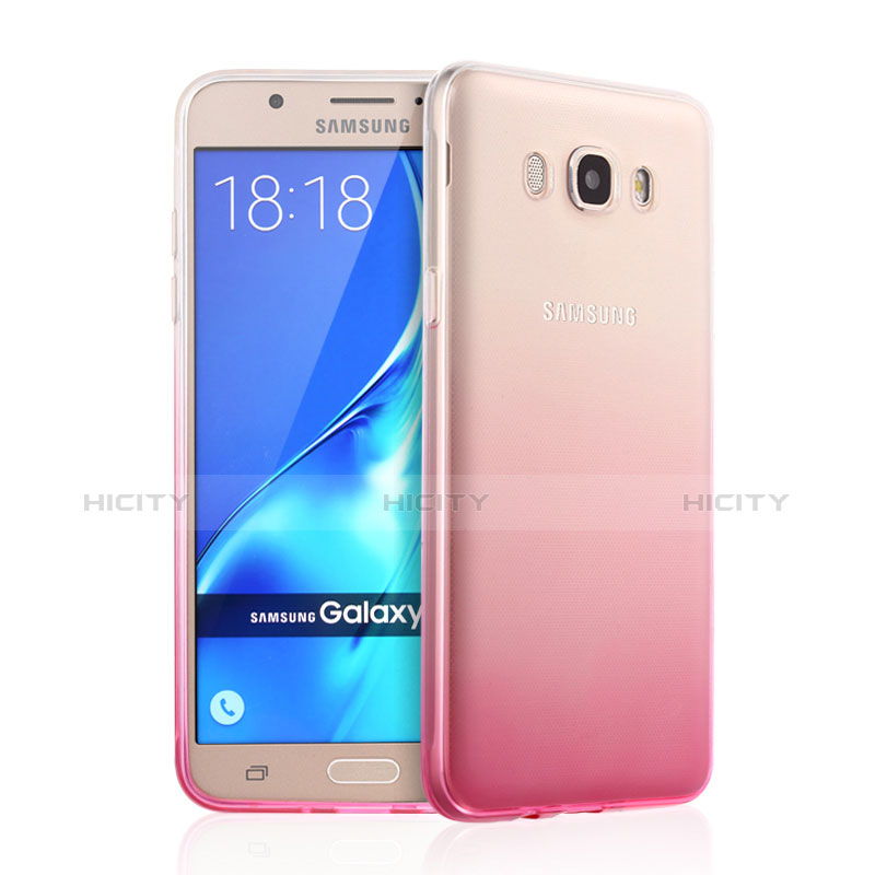 Silikon Schutzhülle Ultra Dünn Hülle Durchsichtig Farbverlauf für Samsung Galaxy J7 (2016) J710F J710FN Rosa Plus