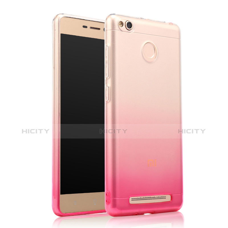 Silikon Schutzhülle Ultra Dünn Hülle Durchsichtig Farbverlauf für Xiaomi Redmi 3 Pro Rosa Plus