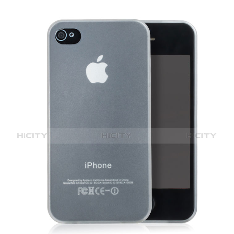 Silikon Schutzhülle Ultra Dünn Hülle Durchsichtig Matt für Apple iPhone 4S Weiß Plus